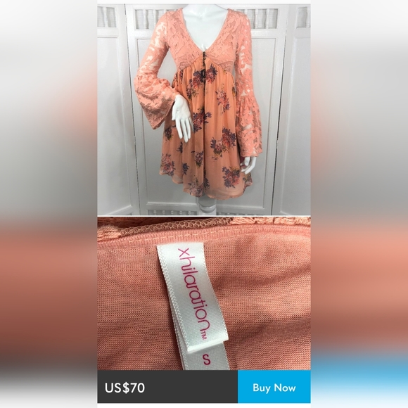 Imported bohemian bell sleeve dress - Picture 3 of 4